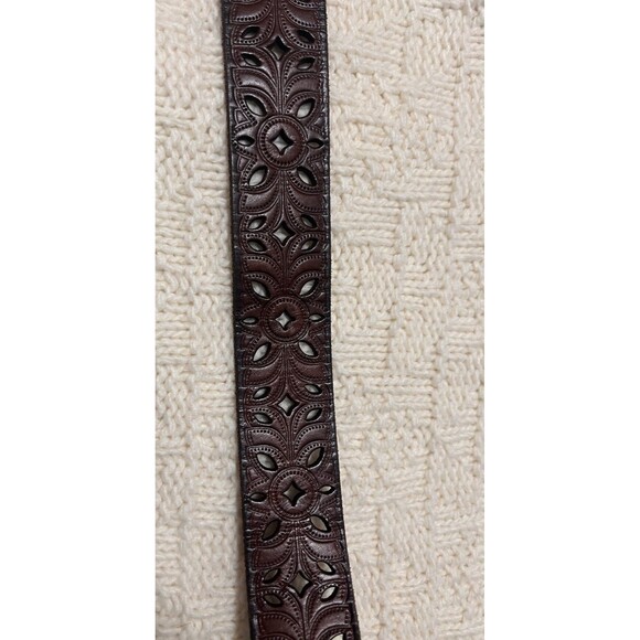 Fossil Belt Womens Small Brown Genuine Leather Brass Hardware Boho Retro Hippie - Picture 2 of 6